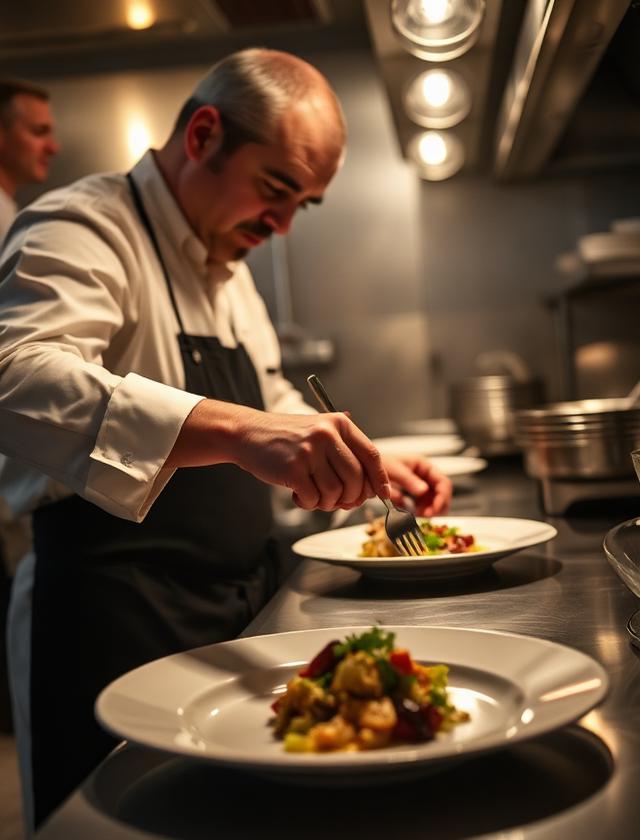 Chef plating a dish